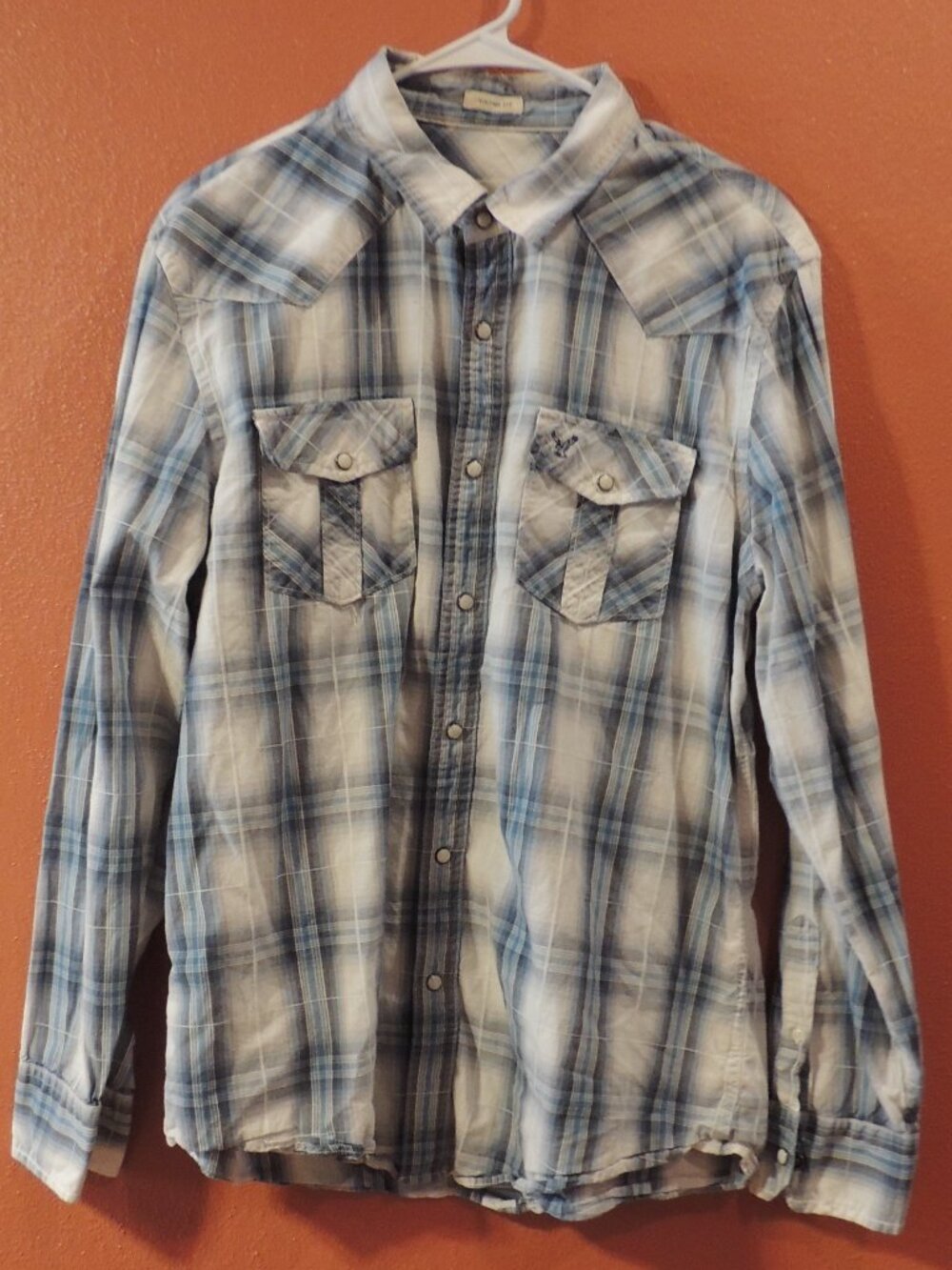 American Eagle Shirt Men X Large Pearl Snap Button Up Cowboy Rodeo Western Shirt
